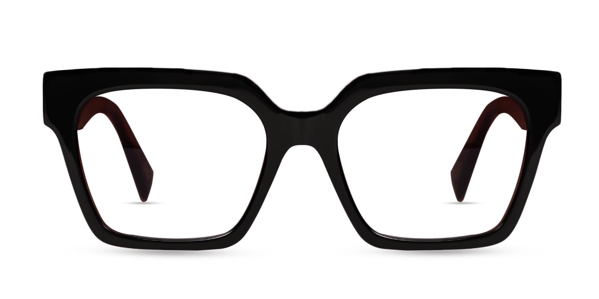 Black & Ochre Square Full-Rim Glasses-1