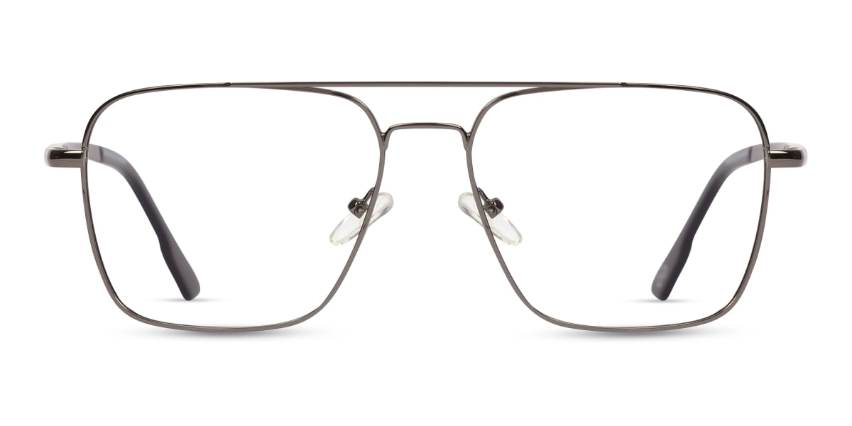 Gunmetal Square Pilot Full-Rim Glasses