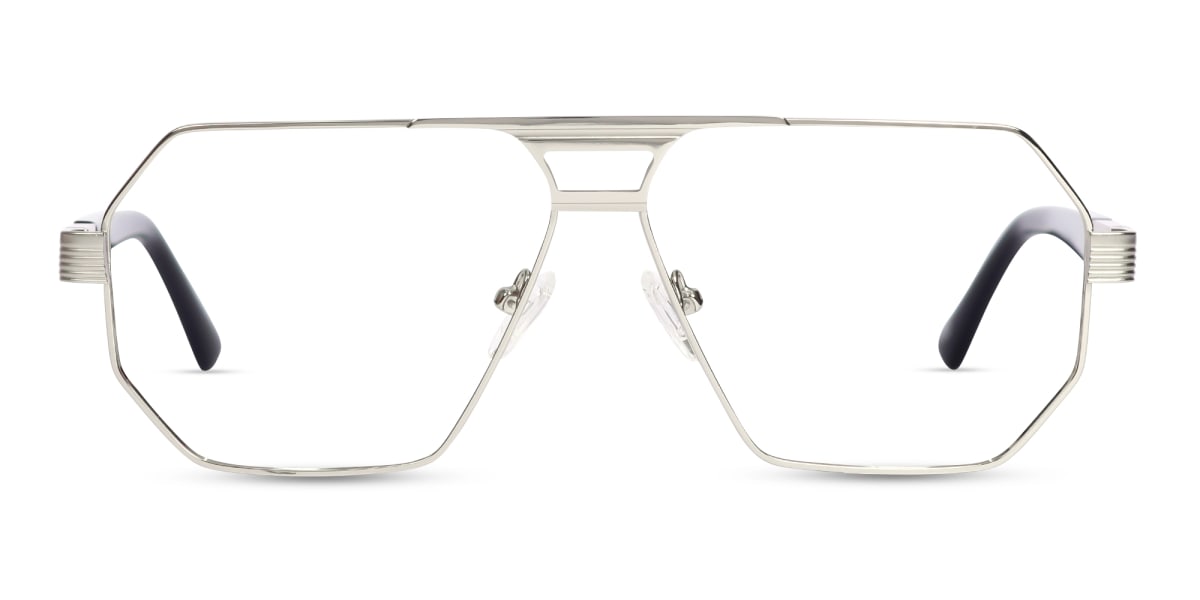 Matte Silver Pilot Square Glasses