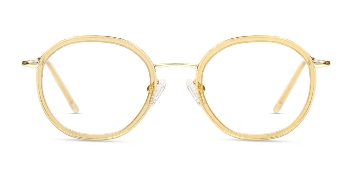 Crystal Champagne Gold Round Glasses-1