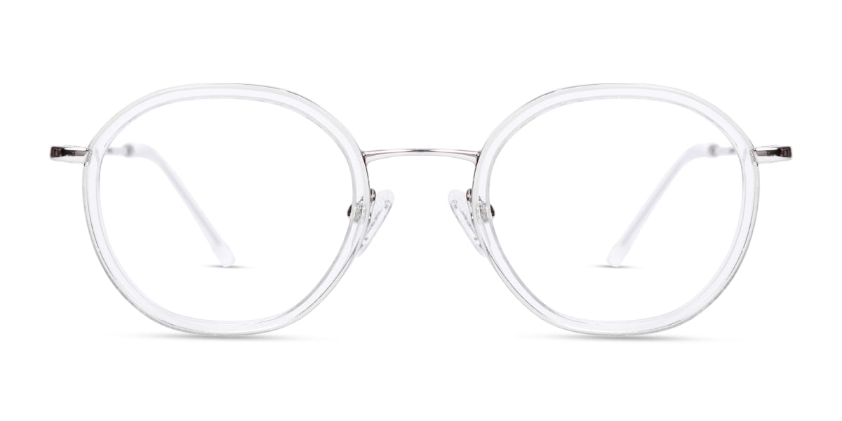 Crystal Clear & Silver Round Glasses-1