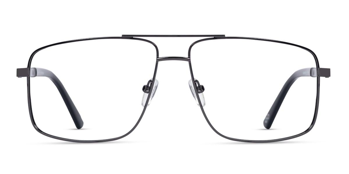Gunmetal Square Pilot Full-Rim Glasses
