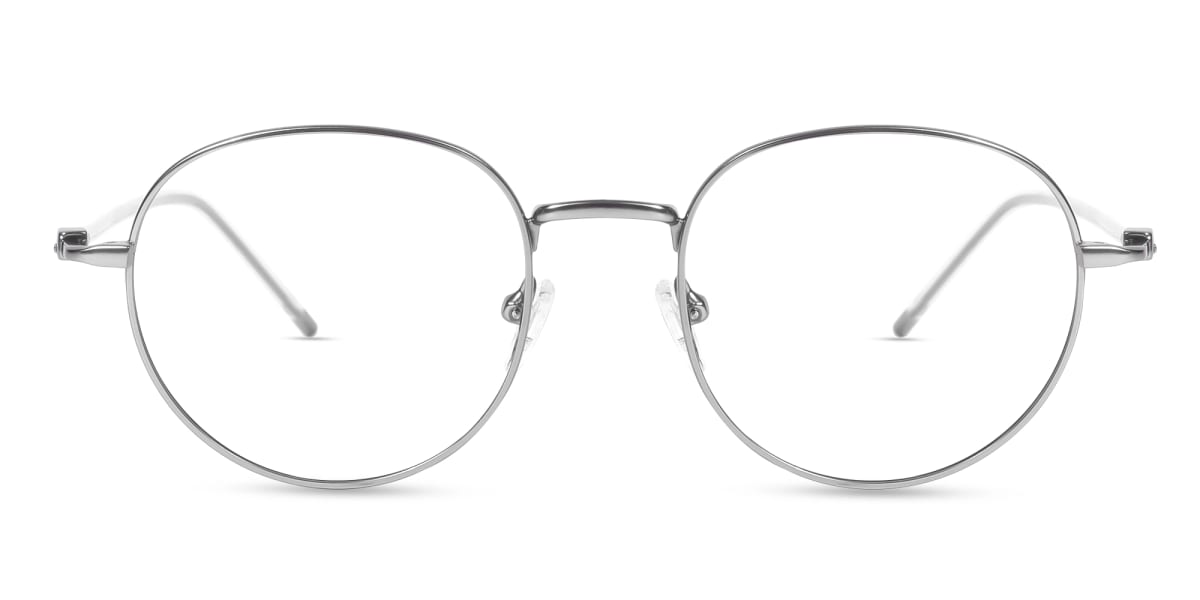 Platinum Grey Oval Metal Glasses-1