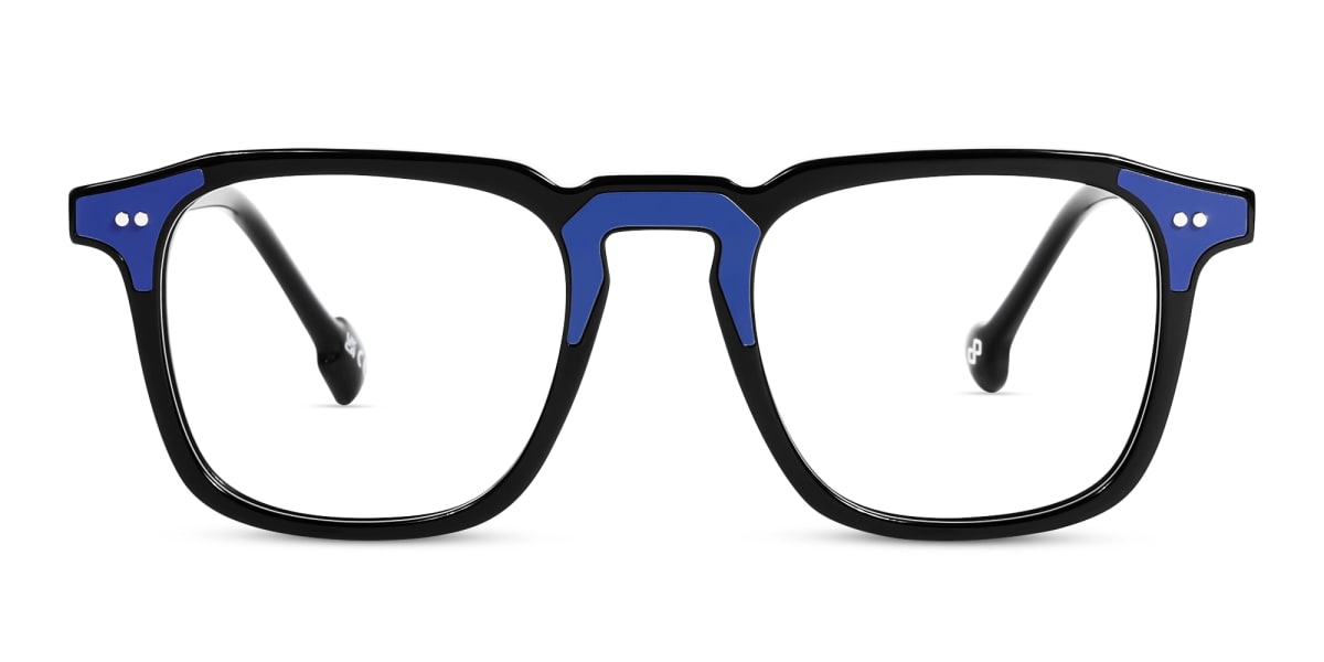 Black & Indigo Square Acetate Glasses
