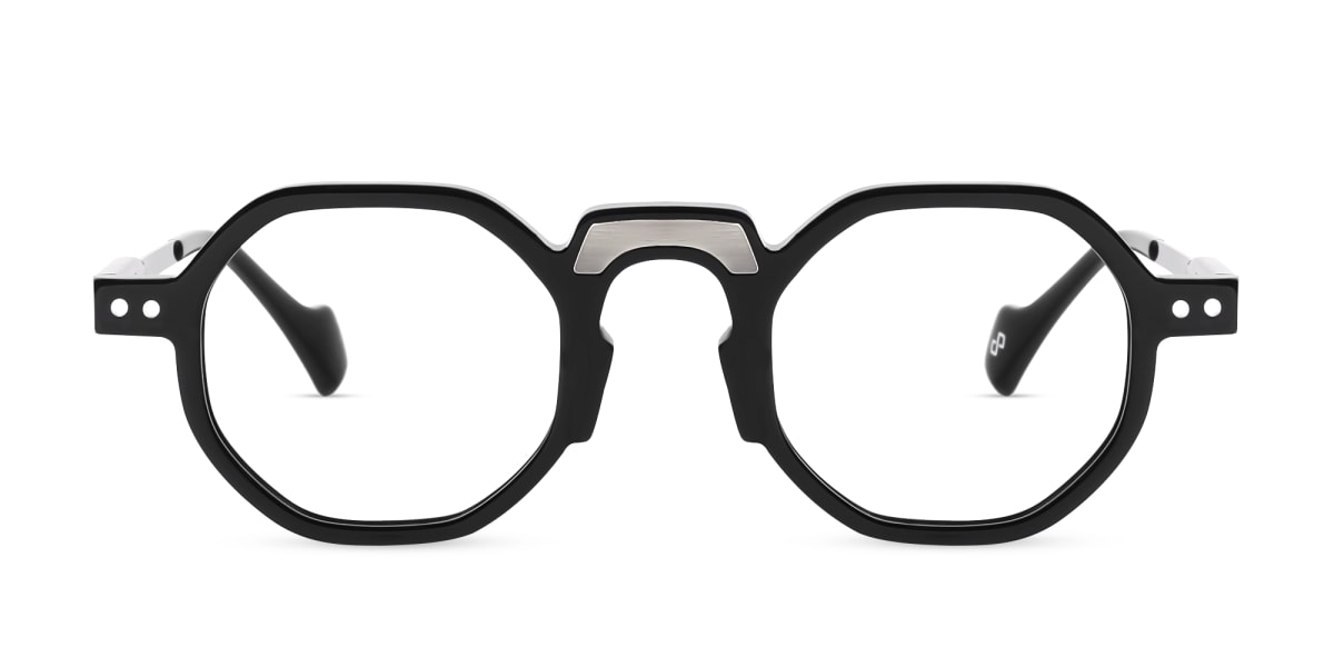 Black Geometric Mixed Material Glasses-1
