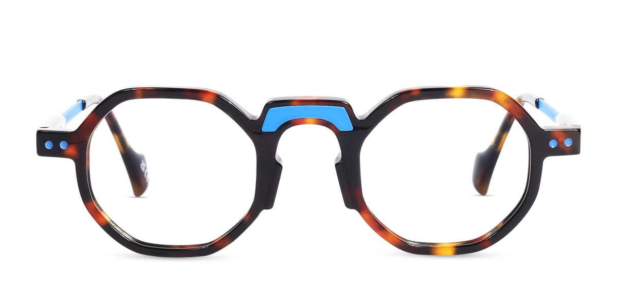 Dark Tortoise Hexagonal Frame Glasses-1