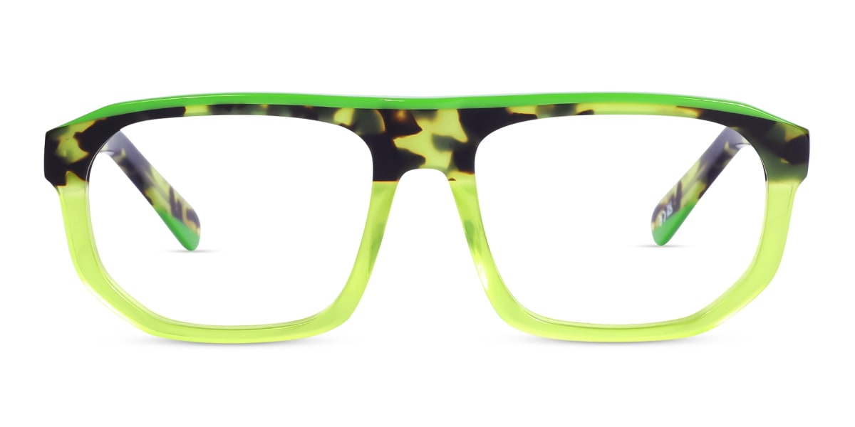 Lime Green & Jungle Tortoise Pilot Glasses