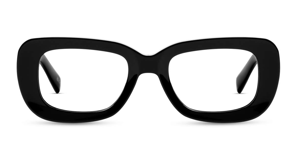 Black Rectangle Oversized Full-Rim Glasses