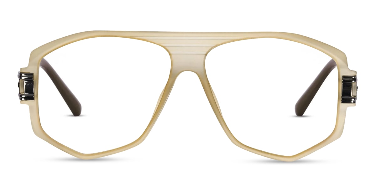 Matte Caramel Brown Geometric Glasses-2