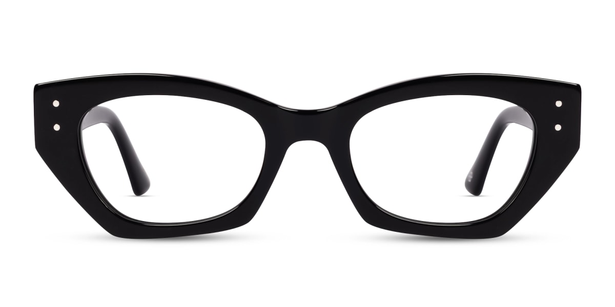Thick Black Geometric Fullrim Acetate Glasses