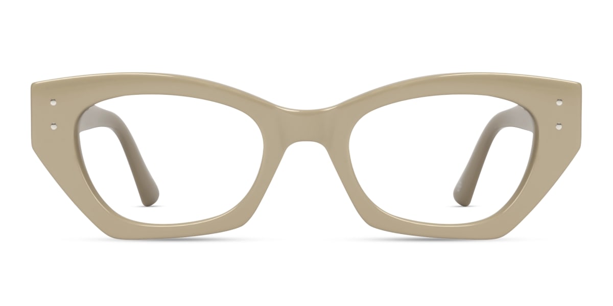 Oatmeal Brown Thick Rectangular Glasses