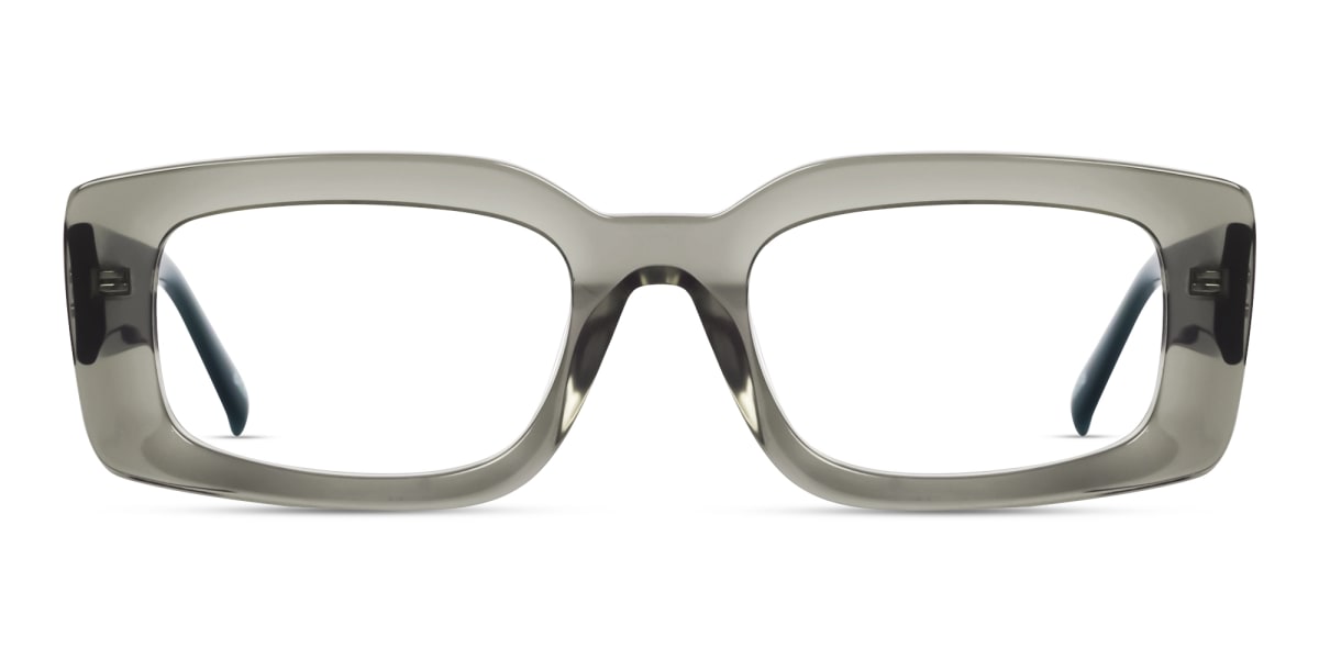 Oversized Crystal Lava Grey Rectangular Glasses