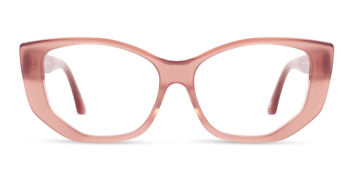 Rose Pink Cateye Geometric Glasses For Women-1