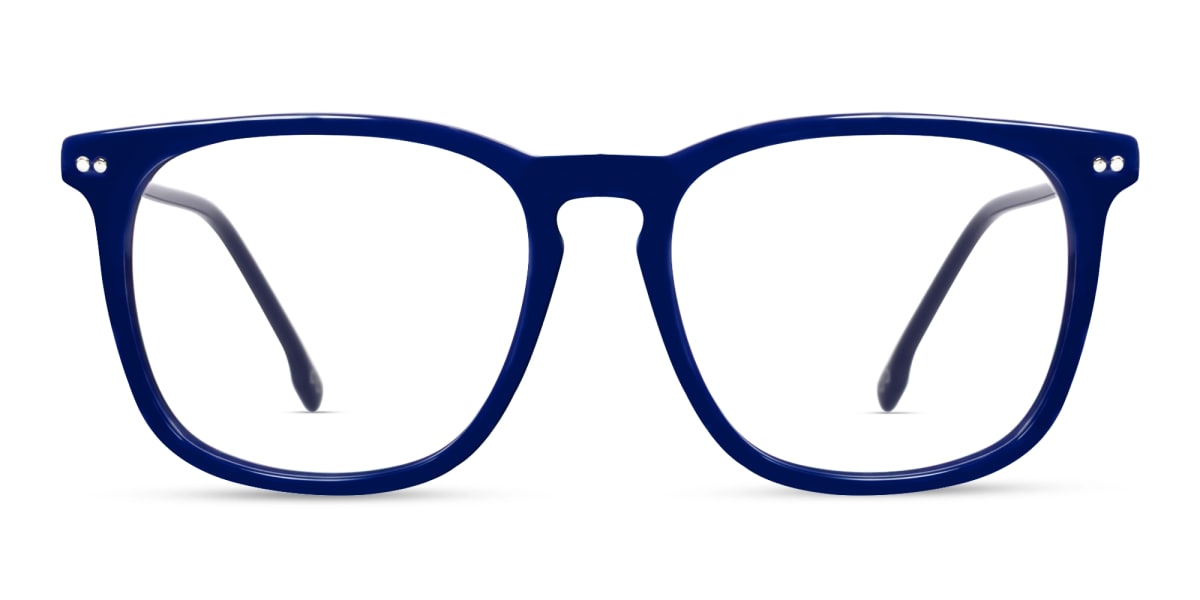 Navy Blue Square Keyhole bridge Full-Rim Glasses-1