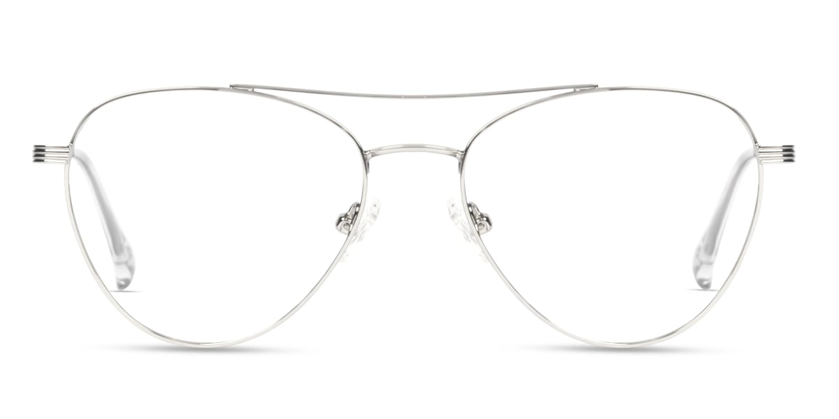 Silver Pilot Keyhole Bridge Metal Glasses