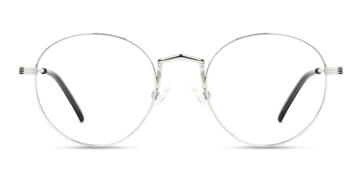 Silver Round Full Rim Keyhole Bridge Glasses
