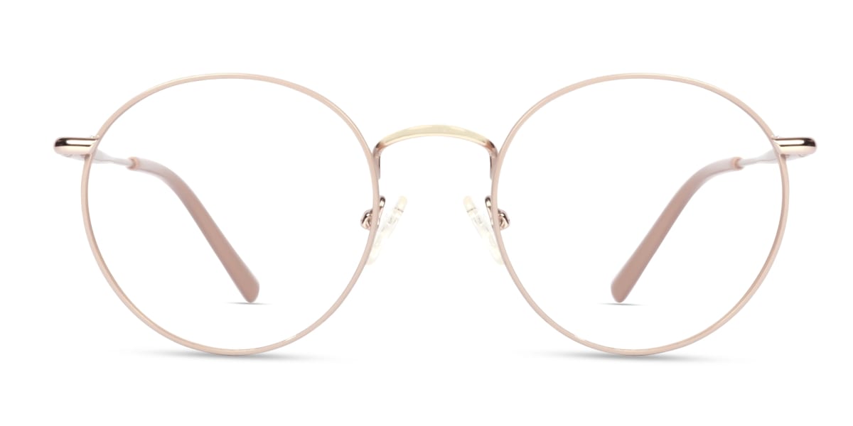 Silver Pink Round Fullrim Glasses For Women