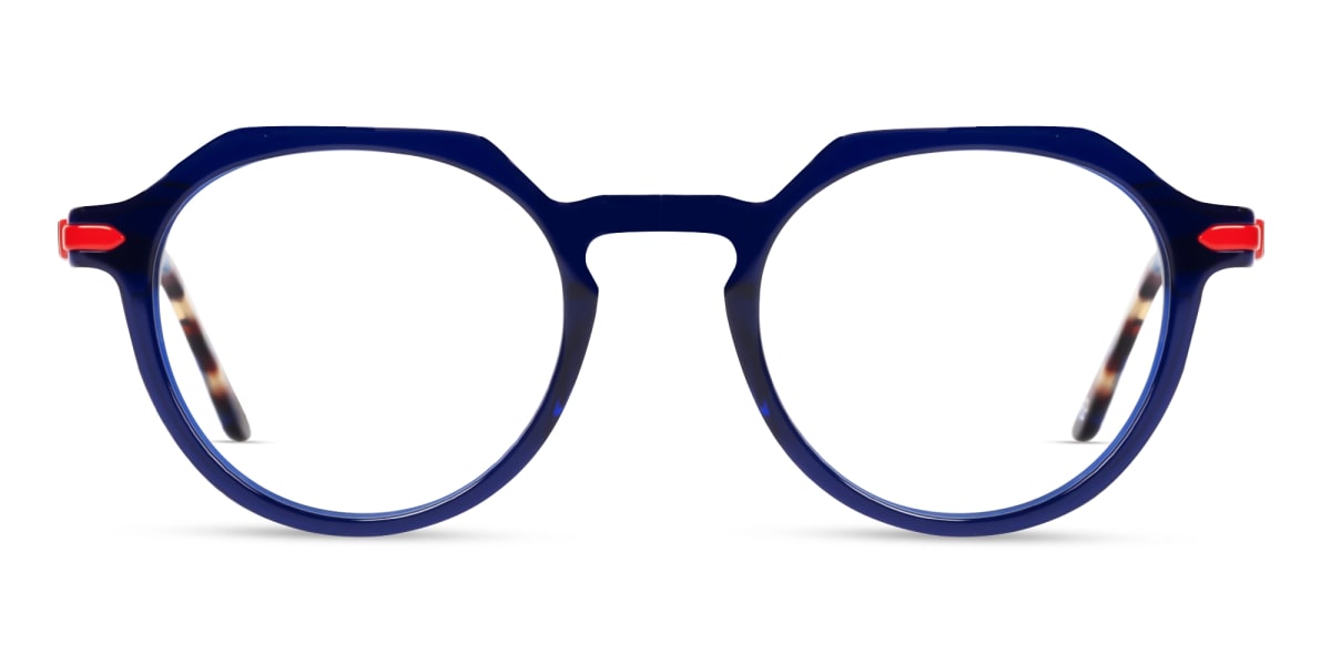 Crystal Blue Round Keyhole-Bridge Glasses