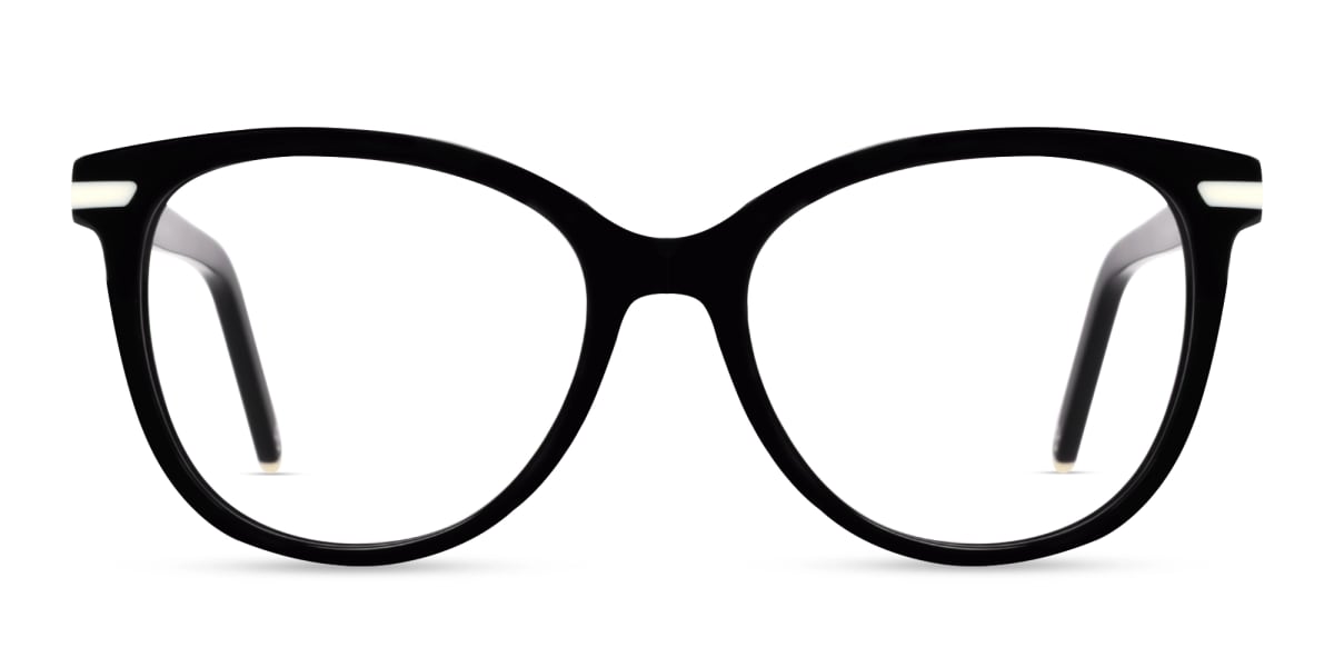 Black Square Cateye Fullrim Acetate Glasses