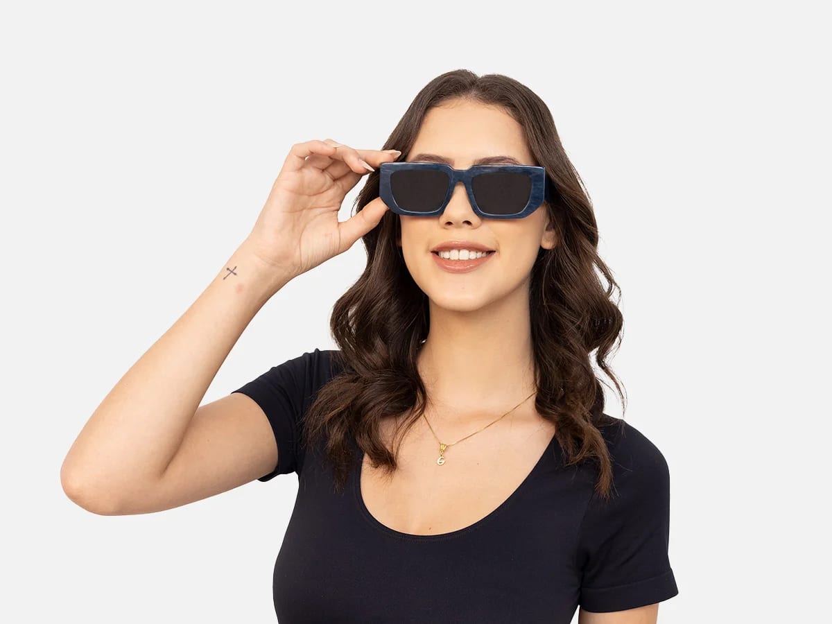 Rectangle Blue Sunglasses-54