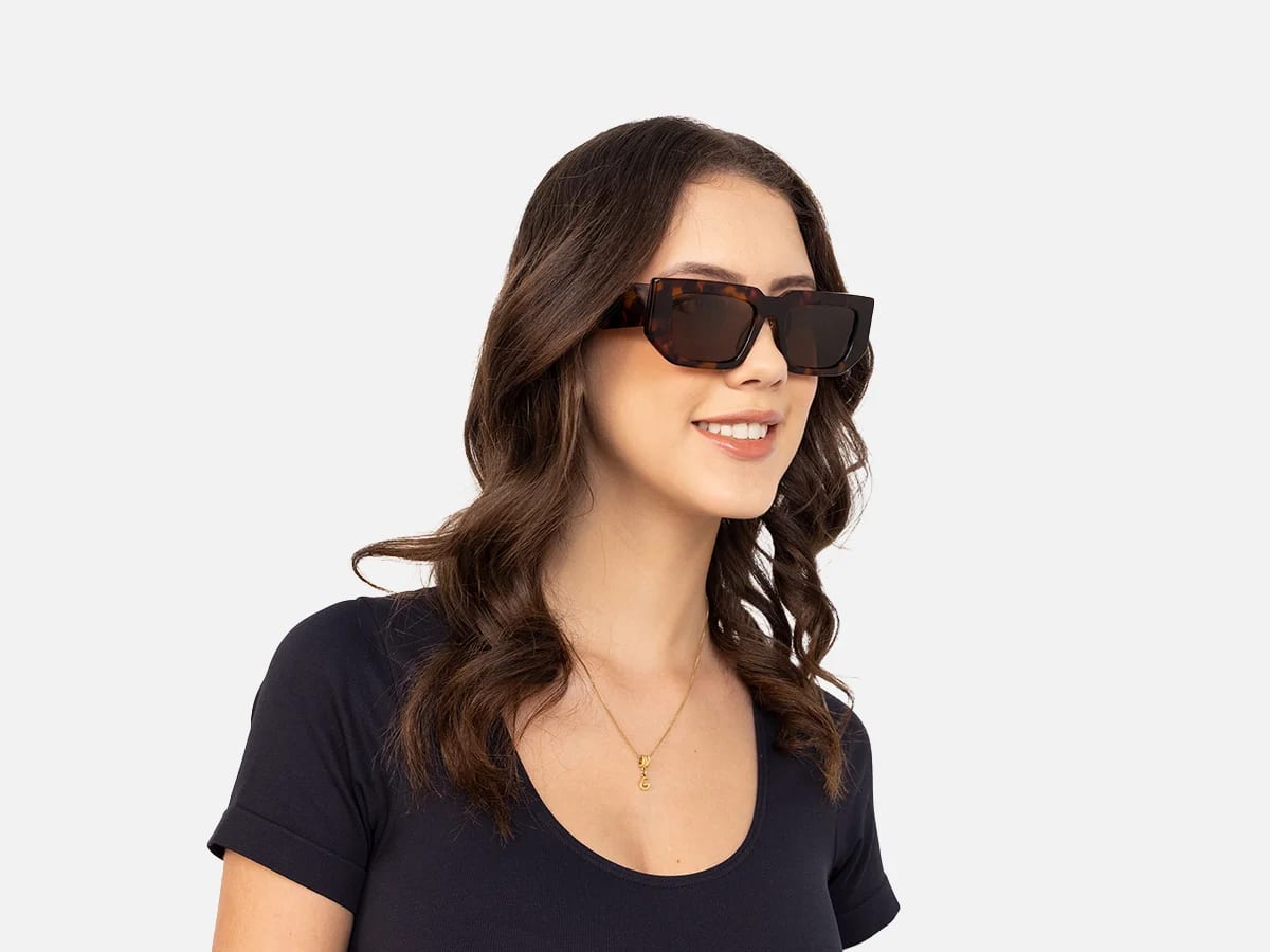 Tortoiseshell Rectangle Sunglasses-53