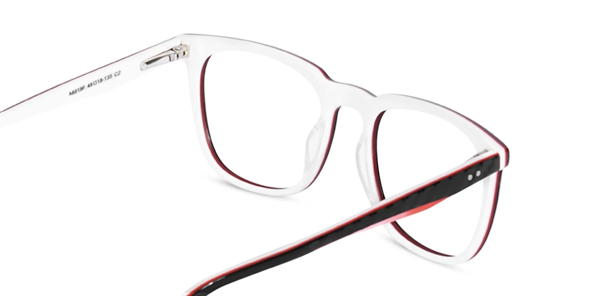 Black White And Red Square Glasses Frames -5