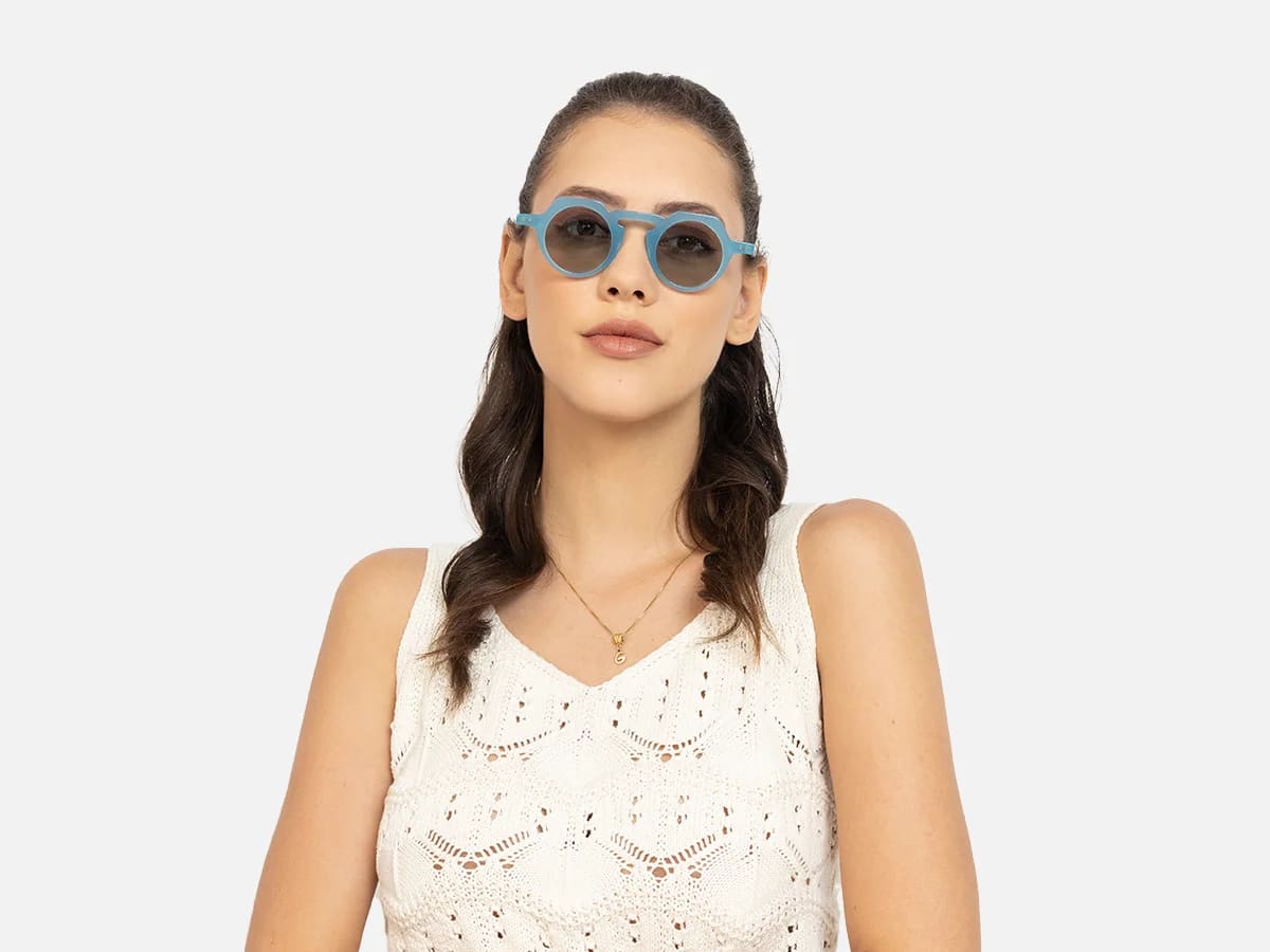 Blue Round Sunglasses-51
