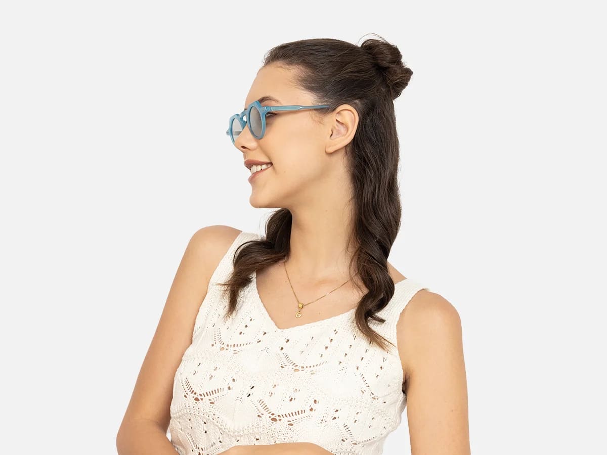 Blue Round Sunglasses-53