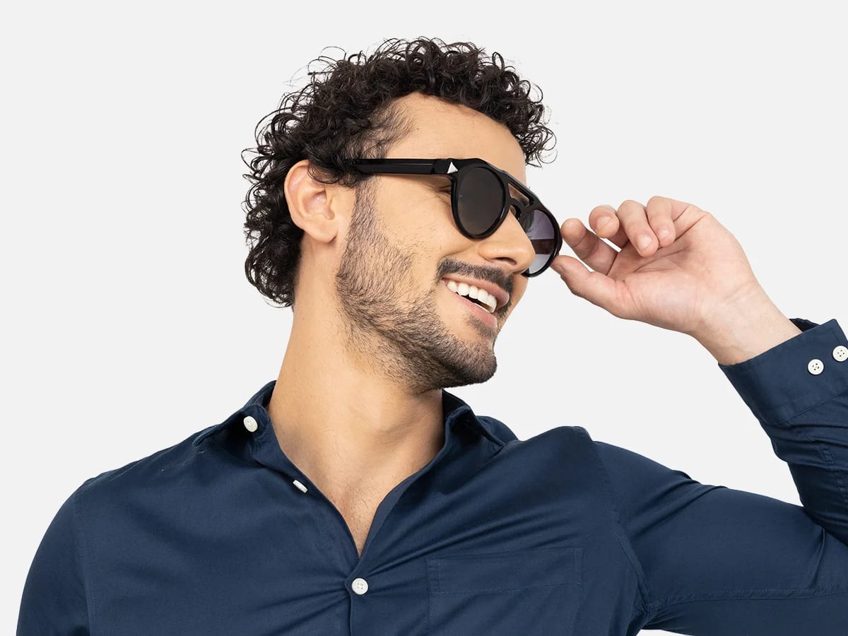 Black Frame Pilot Sunglasses-44