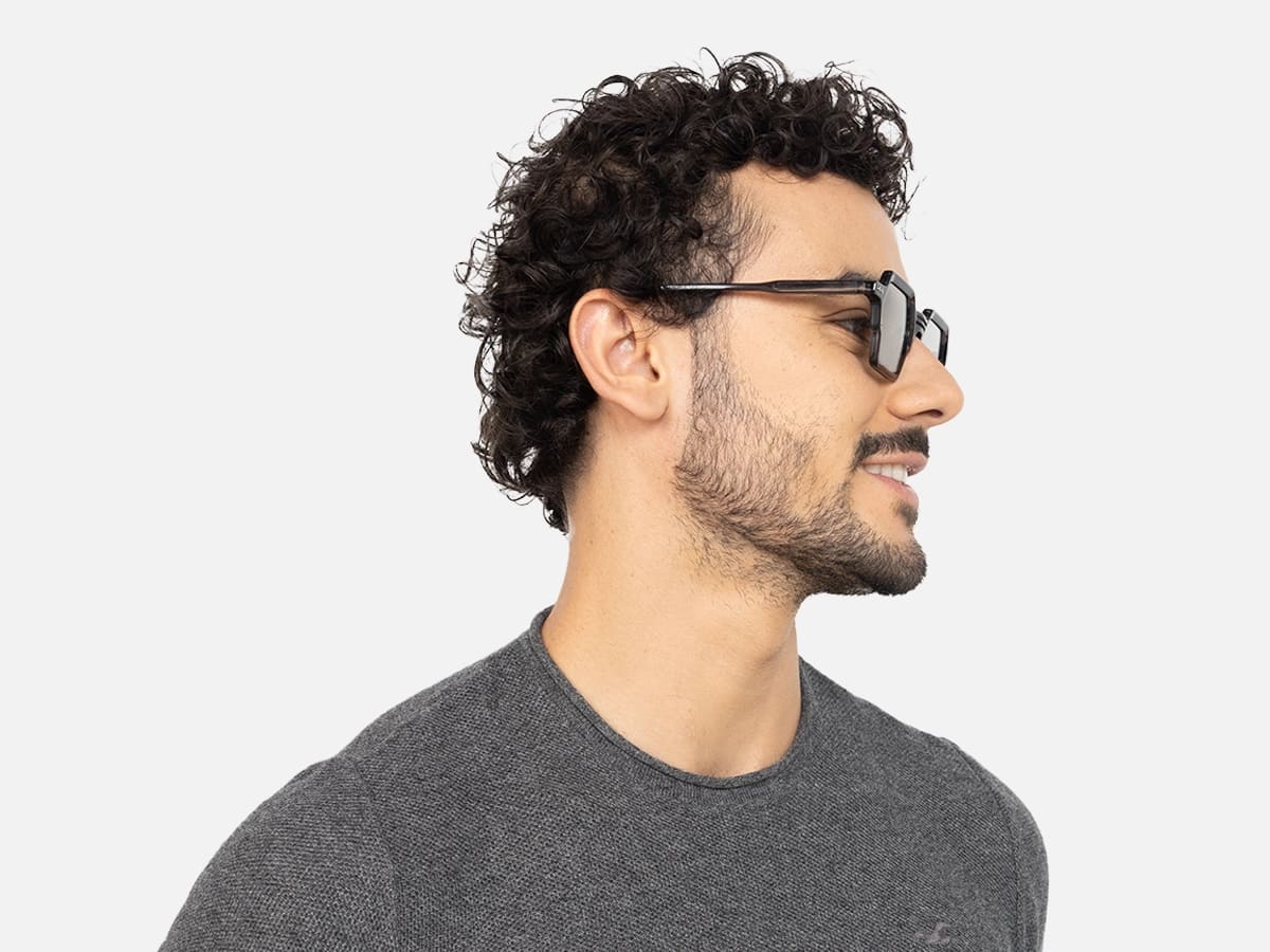 Hexagonal Black Sunglasses-43