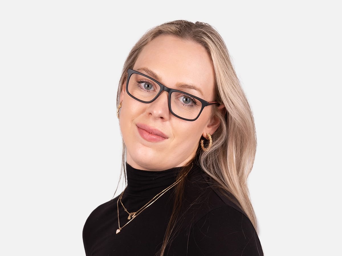 Matte Black Rectangular Glasses-53