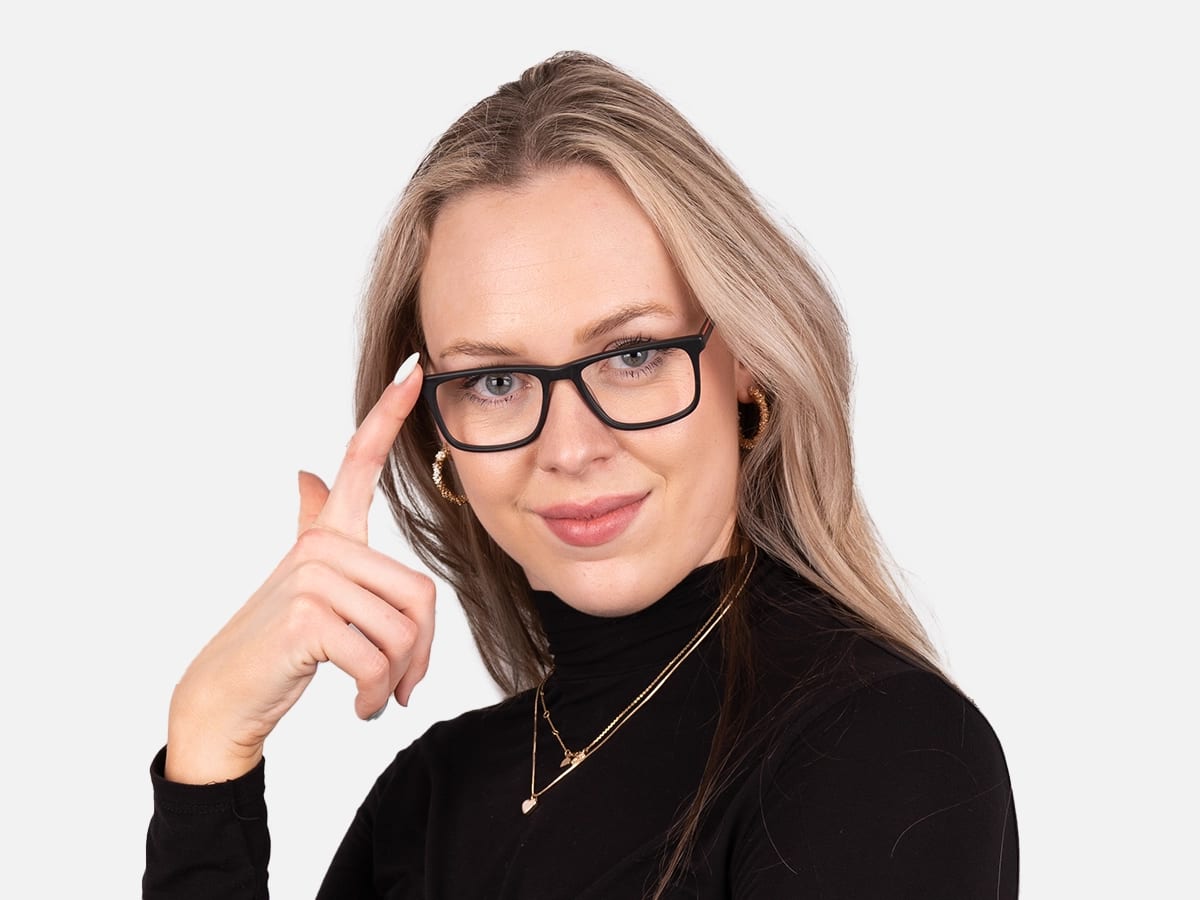 Matte Black Rectangular Glasses-52