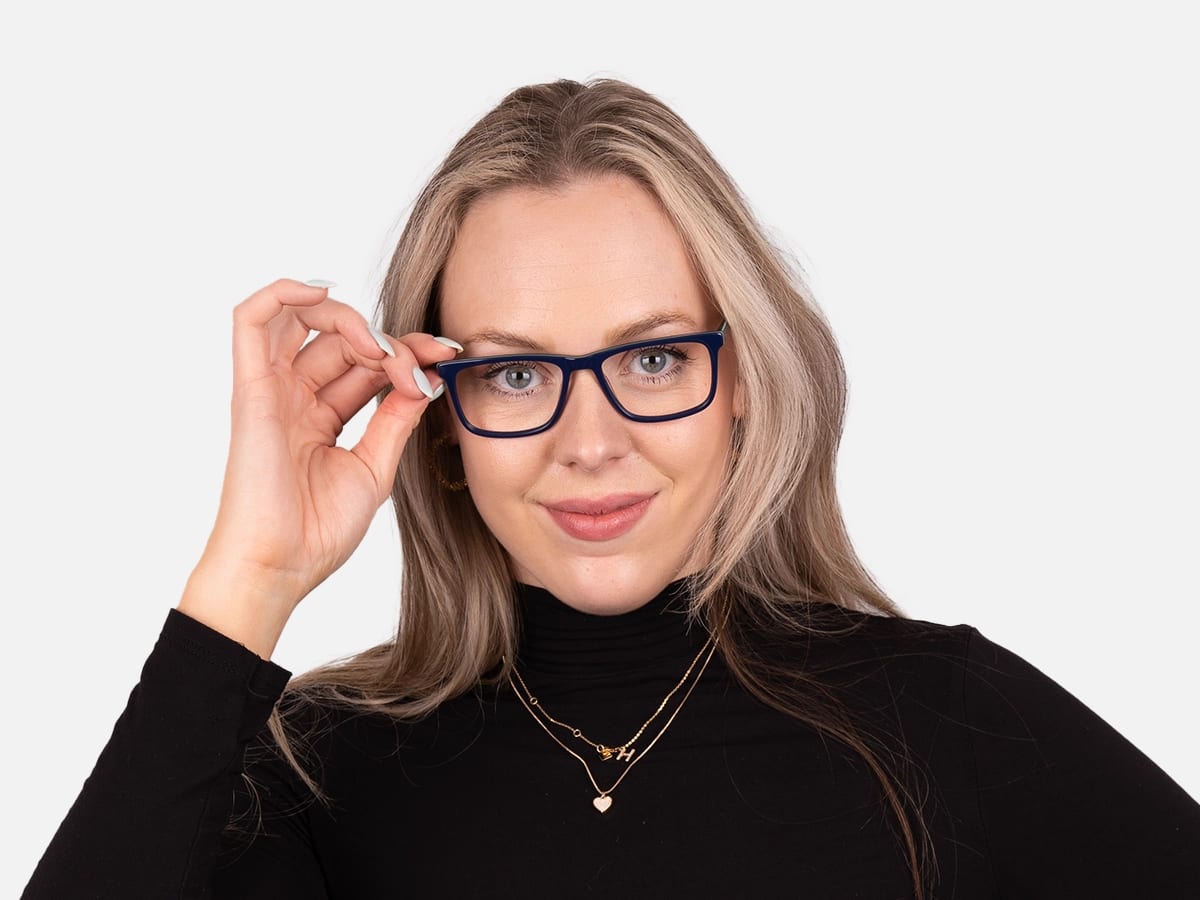 Navy Blue Rectangular Glasses-53
