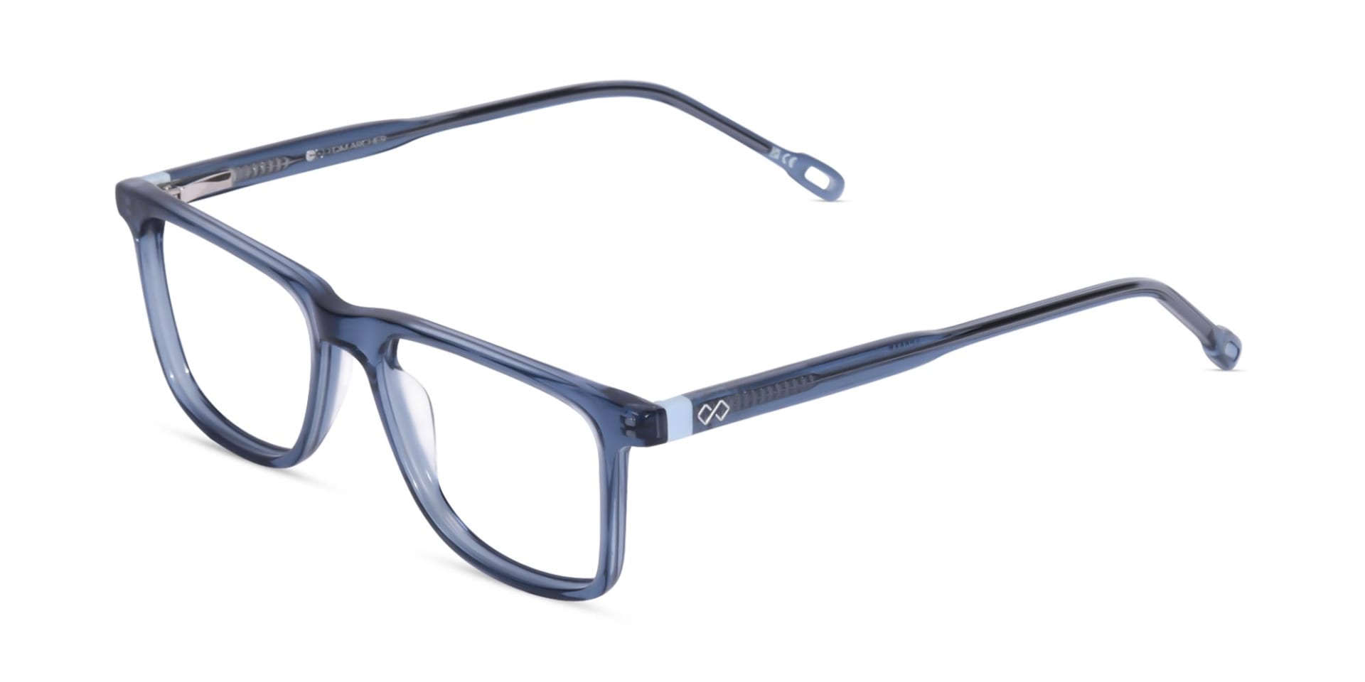 Crystal Denim Blue Rectangular Acetate Glasses-3