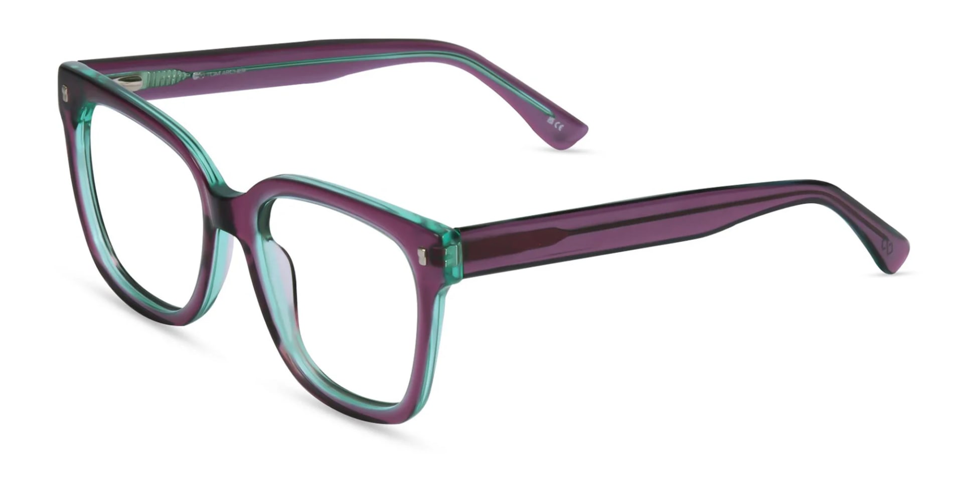 Crystal Plum Square Frame Glasses-3