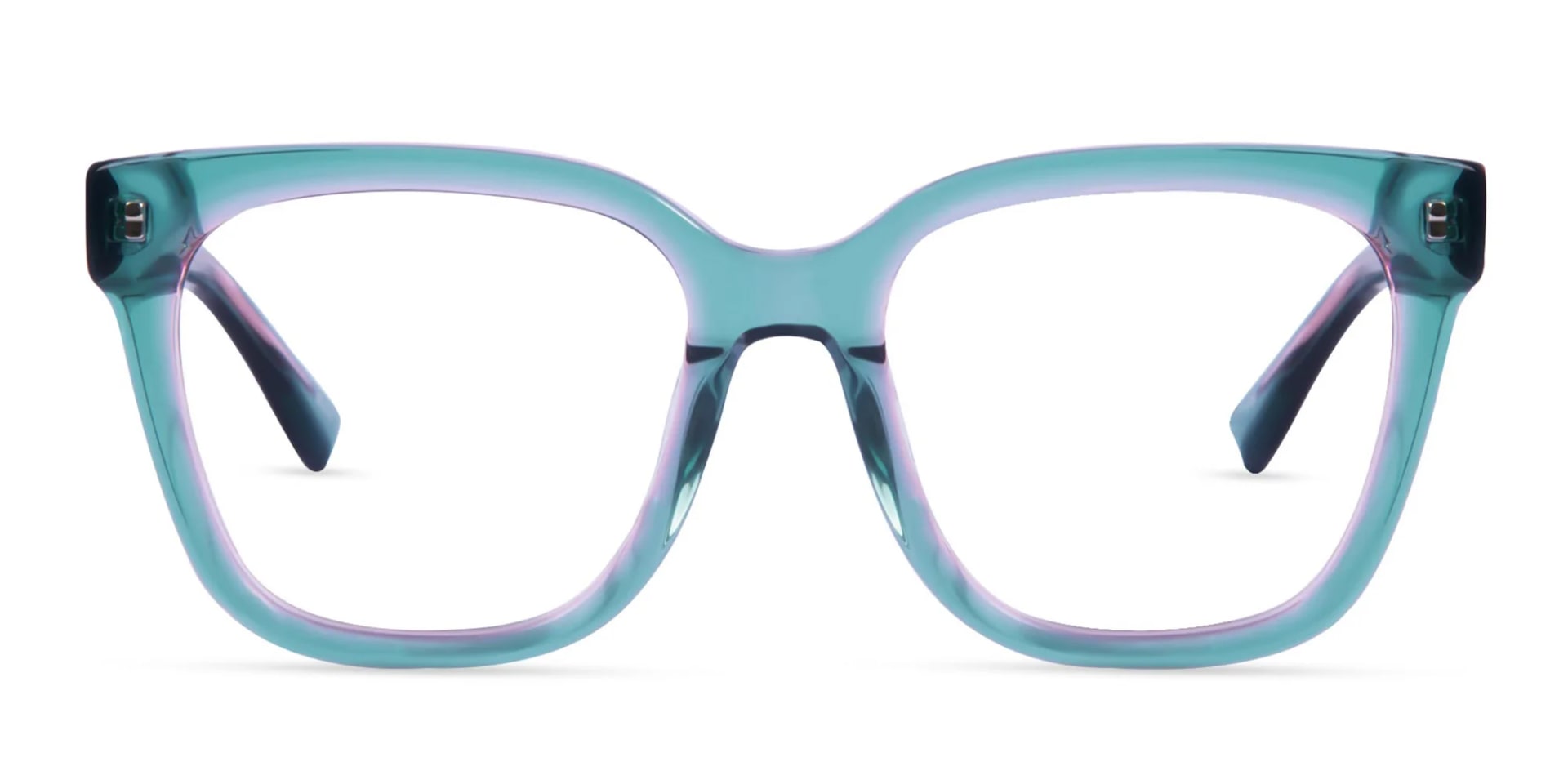 Crystal Teal Green Square Full Rim Glasses-1