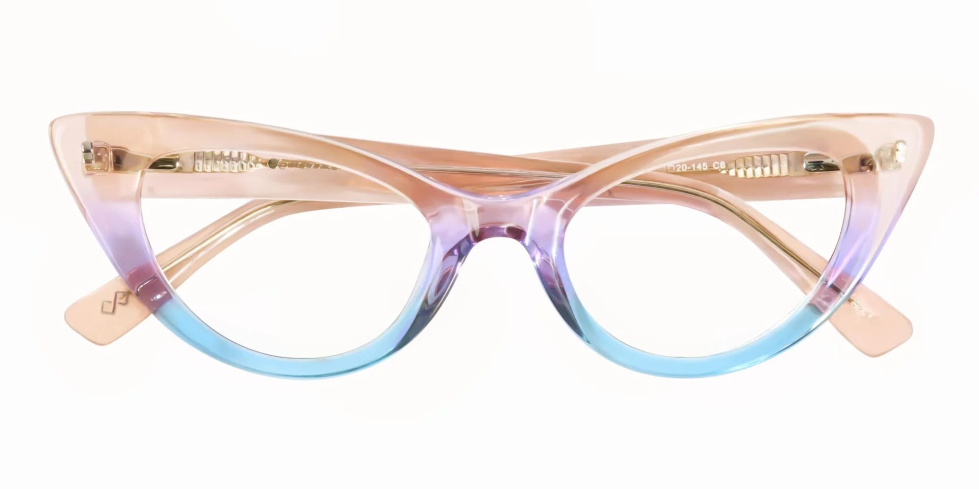 Crystal Blue Rose Gold Cat Eye Glasses-6