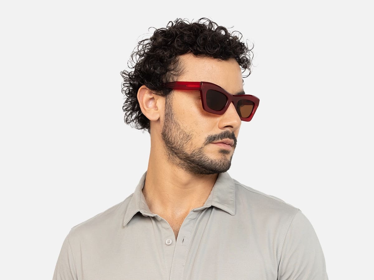 Red Thick Frame Sunglasses-43