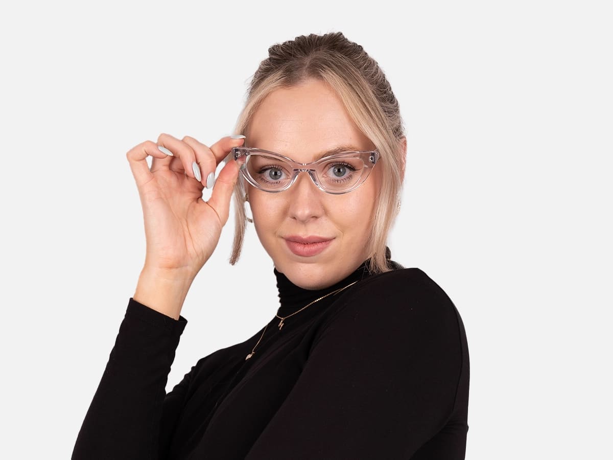 Crystal Clear Acetate Cat Eye Glasses-52