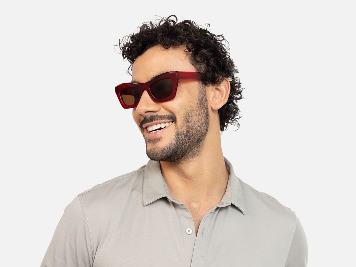 Red Thick Frame Sunglasses-42