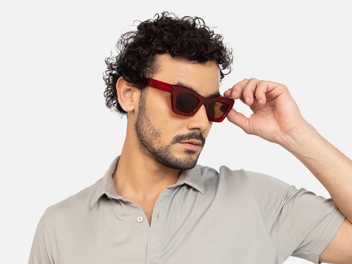Red Thick Frame Sunglasses-44
