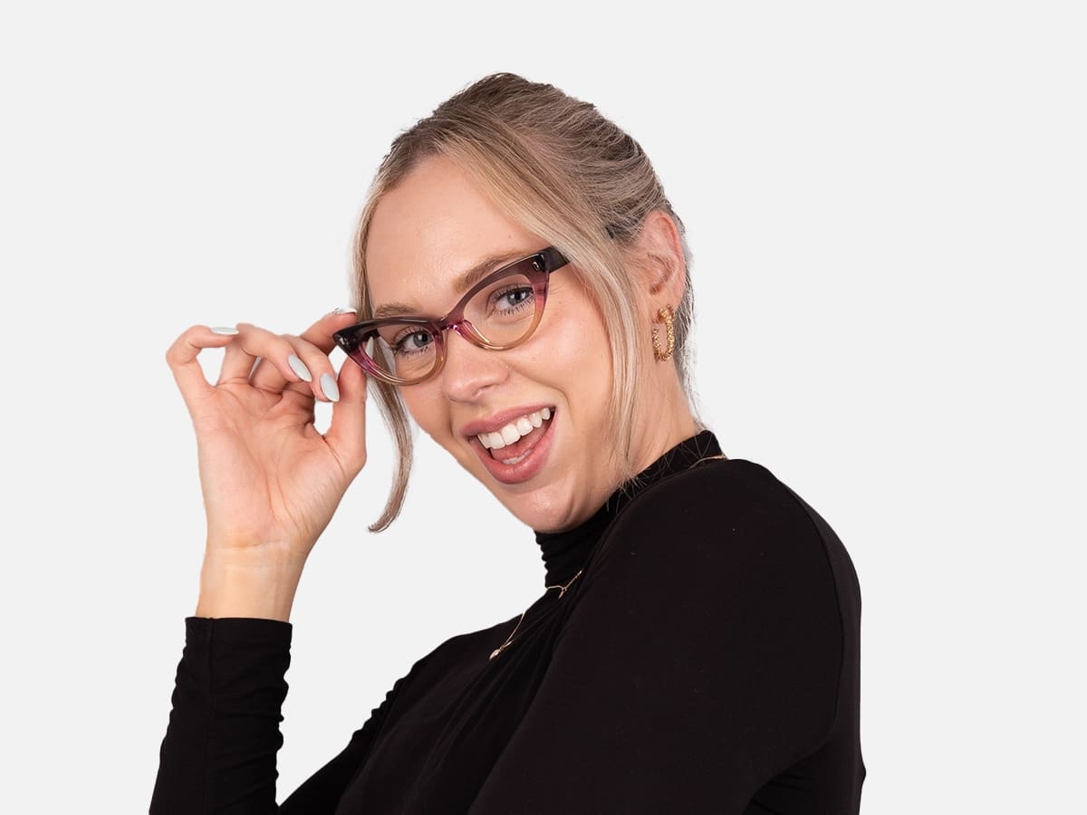Crystal Grey Gold Cat Eye Glasses-52