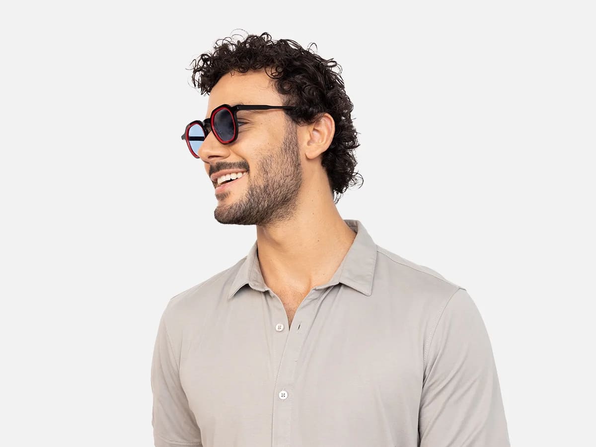 Black Geometric Frame Sunglasses-42