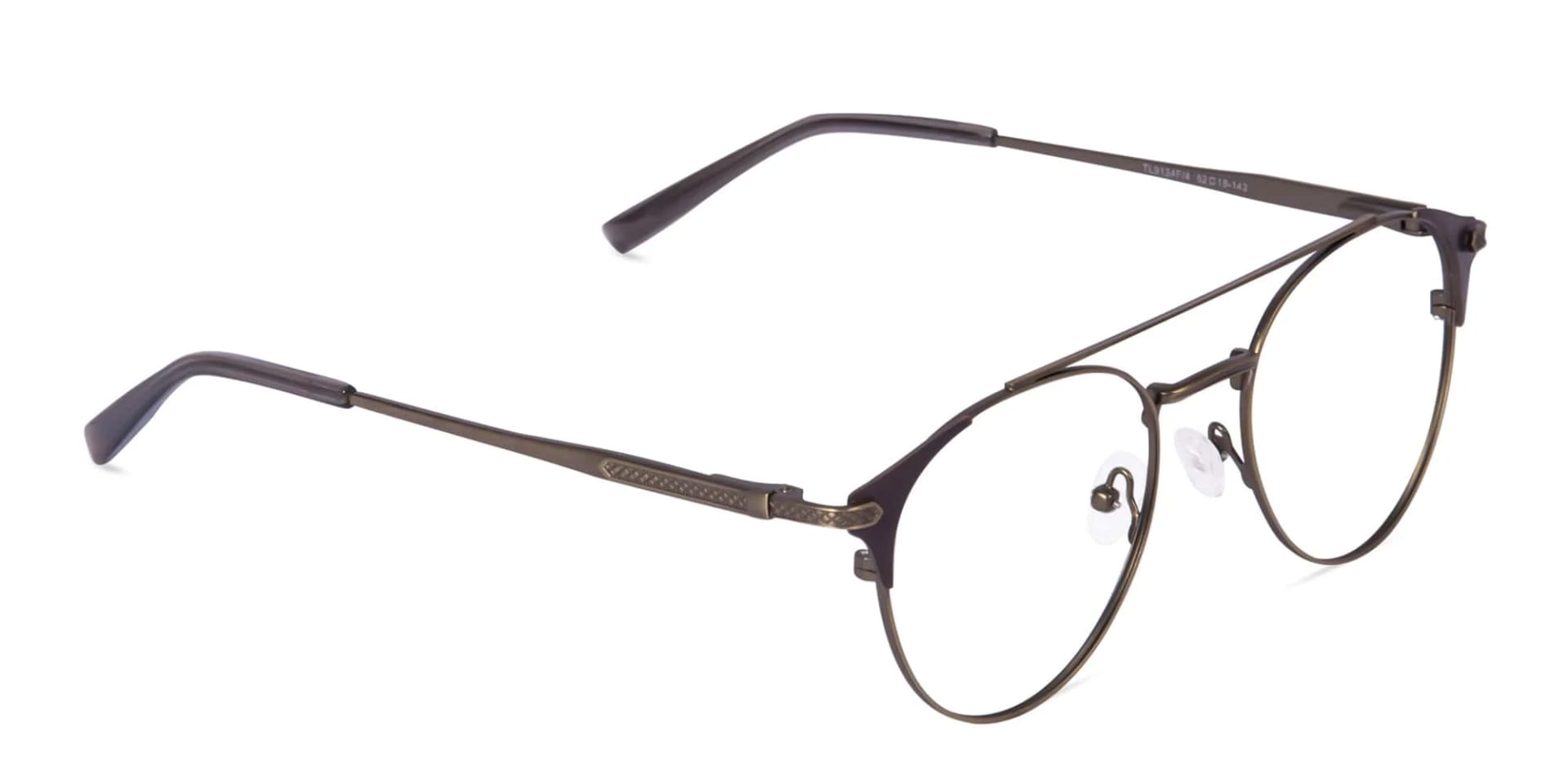 Vintage Gold & Brown Round Metal Frame Glasses-2