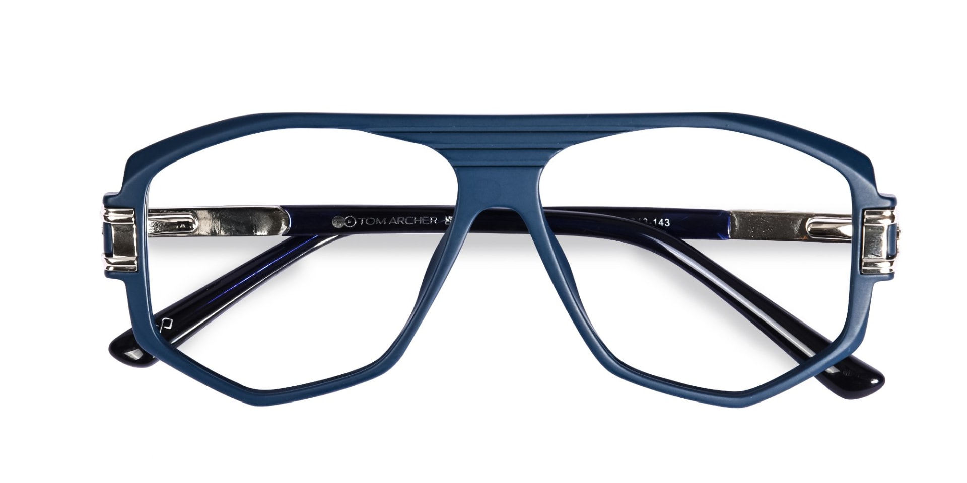 Matte Prussian Blue Geometric Glasses -6