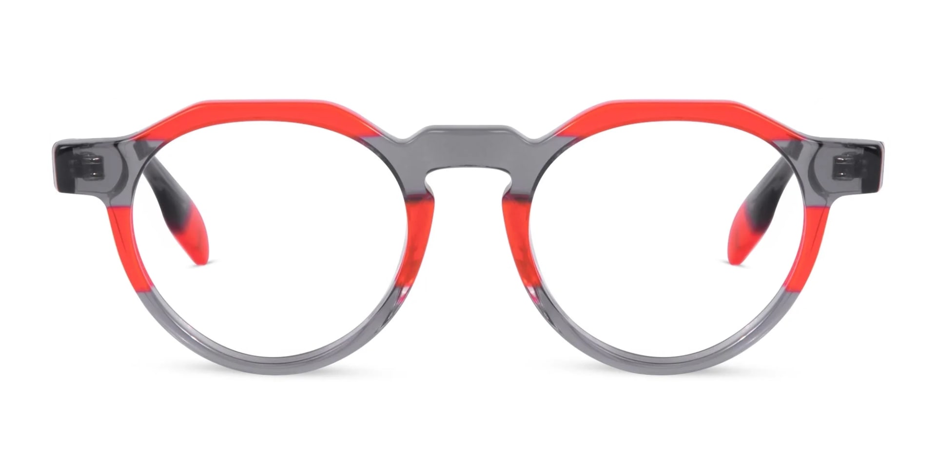 Charcoal Grey & Red Geometric Glasses-1