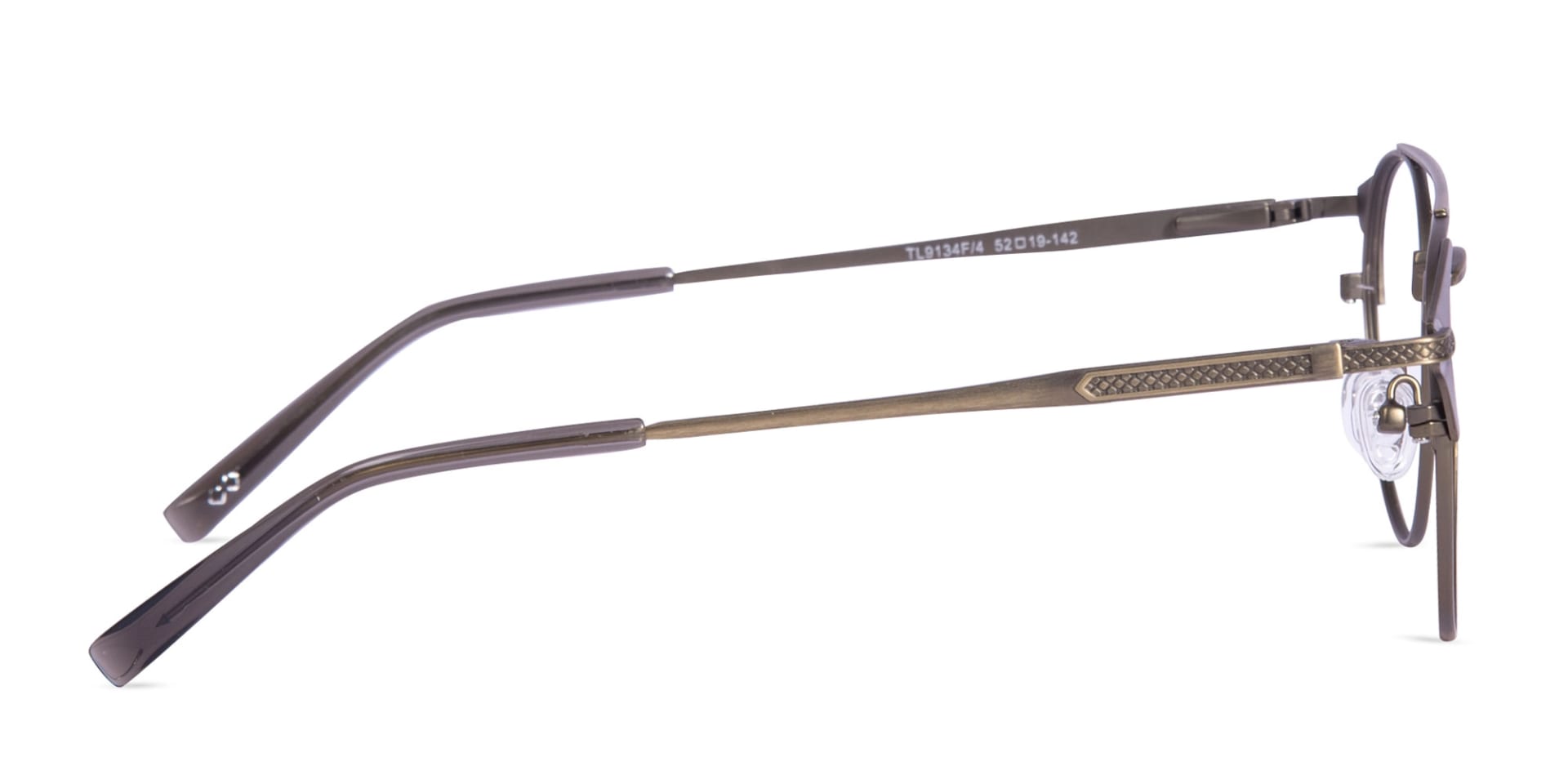 Vintage Gold & Brown Round Metal Frame Glasses-4