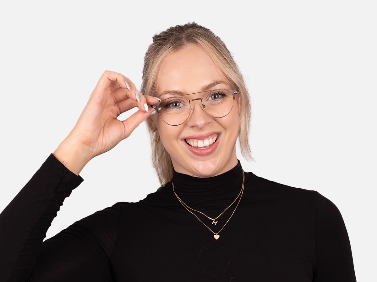 Vintage Gold & Brown Round Metal Frame Glasses-52