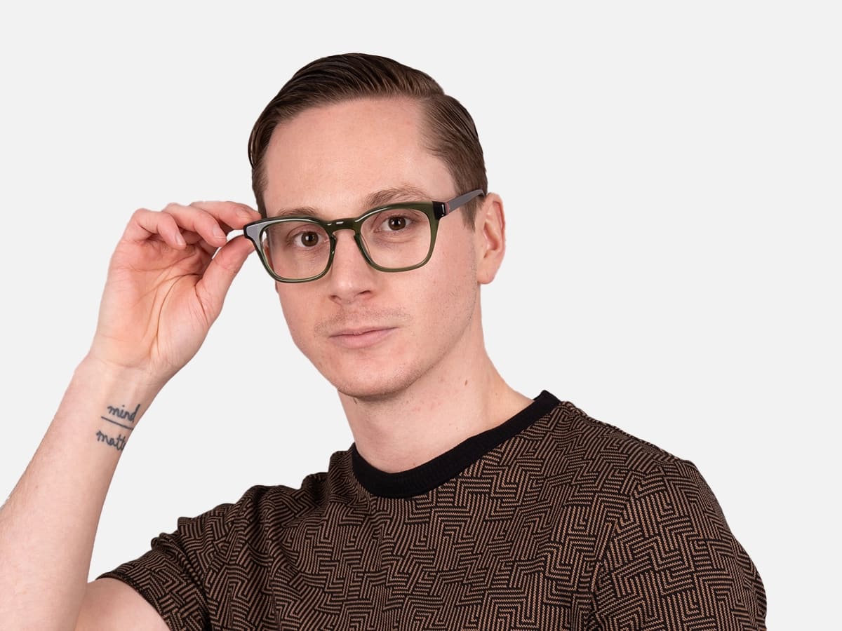 Crystal Olive Green Square Glasses-42