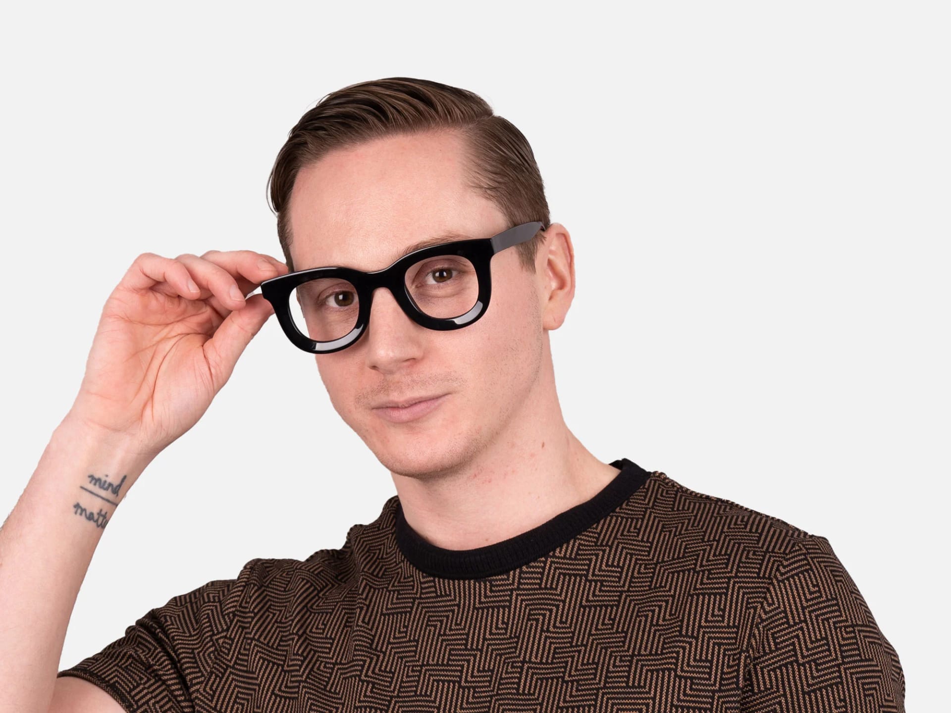 Black Thick Frame Glasses-43